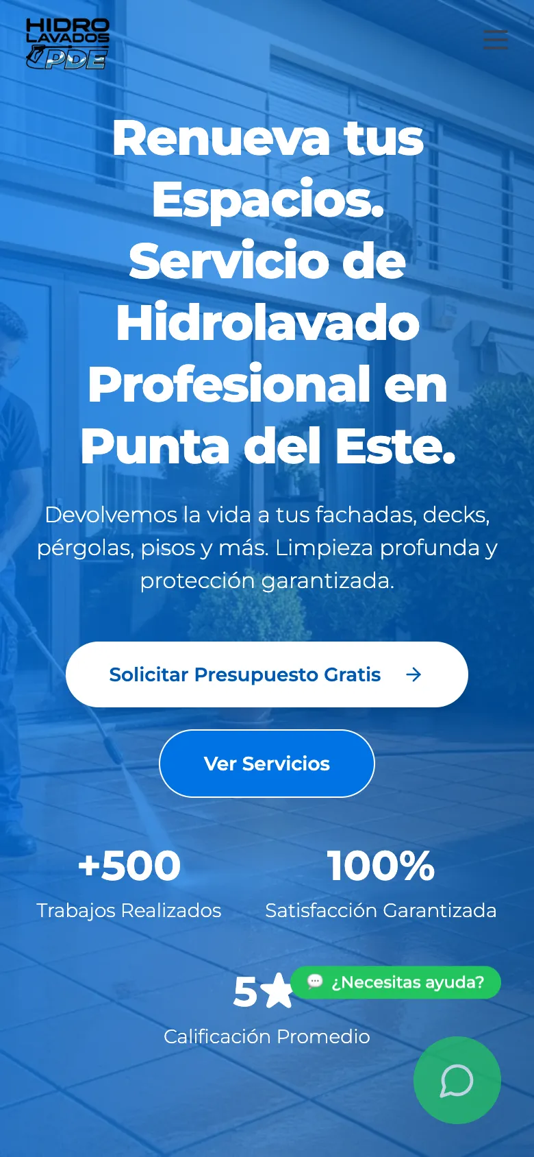Hidrolavados PDE website on a phone